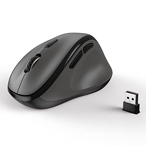 Ergonomic Wireless Mouse with USB Receiver for PC Computer, Laptop and Desktop, Ergo Vertical Mouse with Silent Clicks Long Battery Life, Up to 1600 DPI & 1 AA Battery Powered, Grey - color: Grey, size: USB Wireless