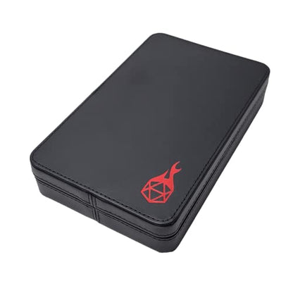 Forged Dice Co. Premium 3-Row Dice Case - Combination Dice Box and Dice Tray - Protects Polyhedral Dice Sets - Felt-Lined Storage Rows - Magnetic Lid Closure - Perfect Metal Dice Storage Box - Red - color: Red
