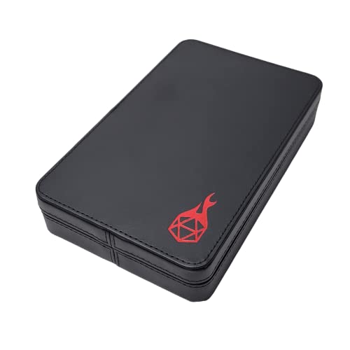 Forged Dice Co. Premium 3-Row Dice Case - Combination Dice Box and Dice Tray - Protects Polyhedral Dice Sets - Felt-Lined Storage Rows - Magnetic Lid Closure - Perfect Metal Dice Storage Box - Red - color: Red