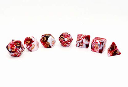 DND Dice Set Red Mix White Dice for Dungeon and Dragons D&D MTG 7-Die RPG Polyhedral Dice - color: Red Mixed White