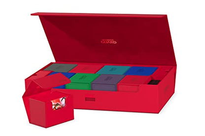 Ultimate Guard Omnihive 1000+, Deck Case for 1000 Double-Sleeved TCG Cards + 2 removable Trays, Red, Magnetic Closure & Microfiber Inner Lining - color: Red