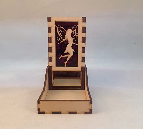 Fairy Mini Dice Tower v1 Purple Acrylic Window Laser Cut MDF Unique Fast Shipping