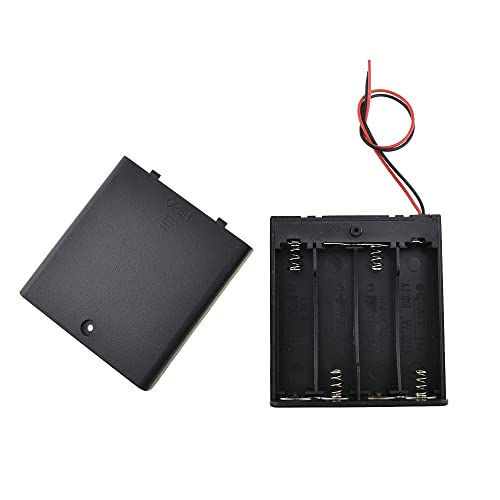 HAHIYO 6V AA Battery Holder Bundle with Wire Sturdy Cover Flexible Springs Contact Build-in Switch Batteries Black Case Easy Install 3 Pieces for Wall Clocks Ham Radio Kids Toys - style: 4AA-3P