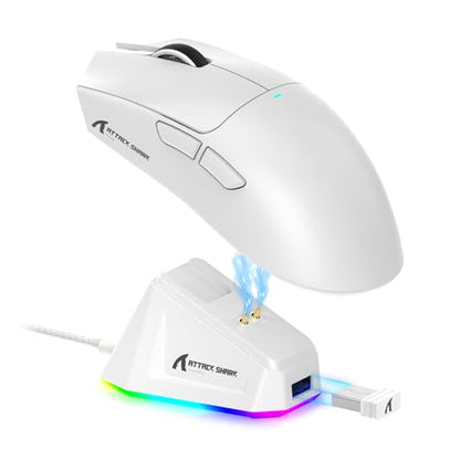 ATTACK SHARK X11 Wireless Gaming Mouse, PAW3311 Sensor, Lightweight, RGB Charging Dock, 22,000 DPI, Tri-Mode Connectivity, 5 Programmable Buttons - White - color: White, size: Mouse only