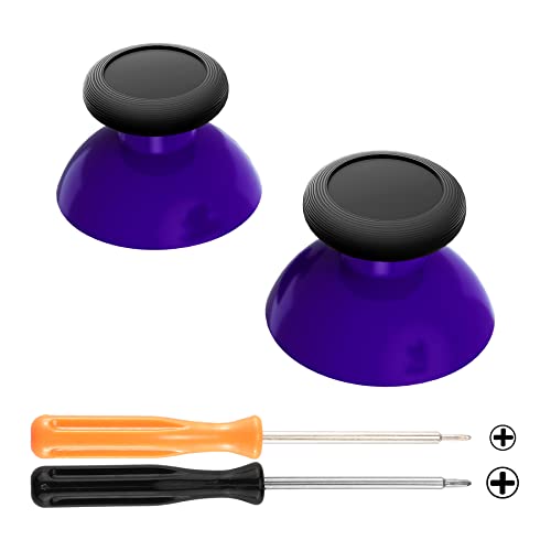 eXtremeRate Purple & Black Custom 3D Joystick Thumbsticks with Cross Screwdriver, Replacement Analog Thumb Sticks for Nintendo Switch Pro Controller - color: Black & Purple