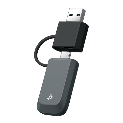 TP-Link BE6500 Tri-Band USB Wi-Fi 7 Adapter for Desktop PC (Archer TBE400U),2-in-1 USB-C&A, Wireless USB 3.0 Network Adapter, Plug and Play, 6/5/2.4GHz, WPA3, MLO, 4K-QAM, OFDMA, Support Windows 11/10 - style: BE6500, WiFi 7