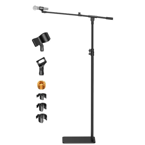 InnoGear Mic Stand Floor Microphone Stand with Boom Arm for Singing | Height Adjustable, Detachable, Portable for Travel, Stable Base, Work with Blue Yeti Shure SM58 Samson Q2U Fifine K669B