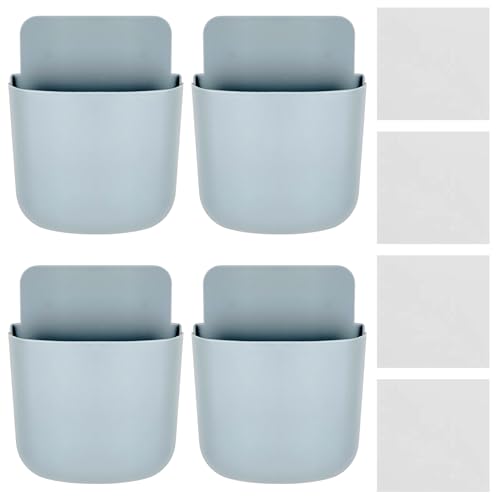 4 Pcs Remote Control Holder Wall Mount,Self Adhesive Remote Holder,Hole-Free Wall Pen Holder Storage Accessories for Home Office School (Grey) - color: Grey