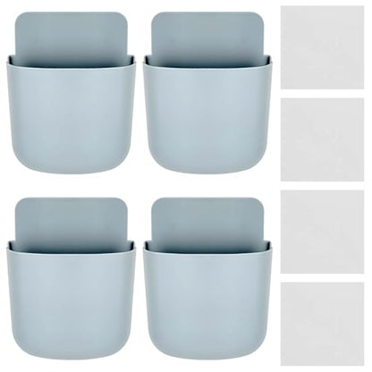 4 Pcs Remote Control Holder Wall Mount,Self Adhesive Remote Holder,Hole-Free Wall Pen Holder Storage Accessories for Home Office School (Grey) - color: Grey