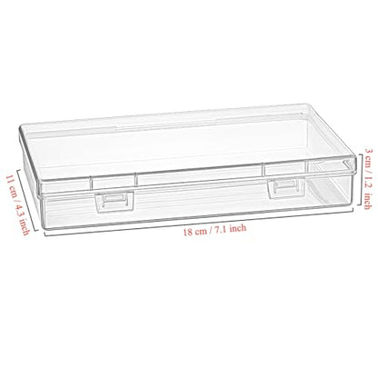 6 Pieces Rectangular Empty Mini Clear Plastic Organizer Box | 180 x 110 x 30 mm, Hinged Lids, For Small Items, Craft Projects - size: 180 x 110 x 30 mm