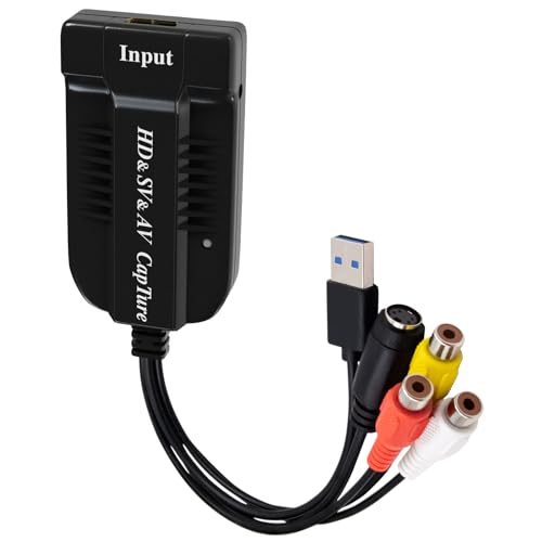 Wiistar USB Video Capture Card HDMI/AV/RCA/S-Video to USB2.0 Video Capture | up to 1080P30fsp Hi8, VCR, VHS to Digital Converter for Camcorder DVD PS4 Live Streaming Compatible with Mac Windows