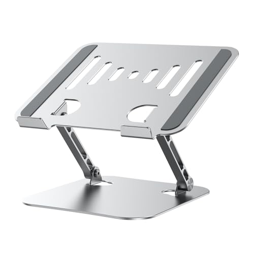 K&ZZ Laptop Stand for Desk, Adjustable Laptop Holder with Ventilated Cooling, Portable Desktop Book Stands Riser Compatible with 17.3 inch laptops - color: 03-Silver