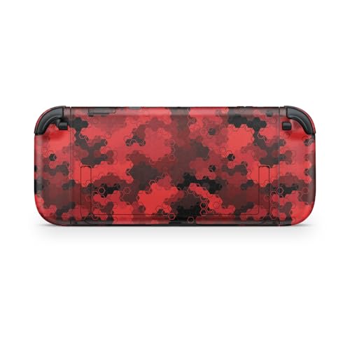 Gaming Skin Compatible with Nintendo Switch 2 Console Only - Red Hexa Camo - Premium 3M Vinyl Protective Wrap Decal Cover - Easy to Apply | Crafted in The USA by MightySkins - color: Red Hexa Camo, size: Switch 2 Console Skin Only, style: Matte Finish