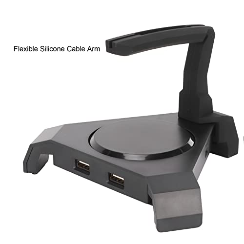 Pro Gaming Mouse Bungee Cable Holder, LED Gaming Mouse Bungee Cord Holder with 4-Port USB Hub Improved Accuracy for Competitive Games