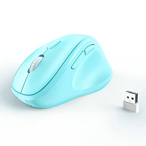 Ergonomic Wireless Mouse with USB Receiver for PC Computer, Laptop and Desktop, Ergo Mouse Vertical with Silent Clicks Long Battery Life, Up to 1600 DPI & 1 AA Battery Powered, Blue - color: Blue, size: USB Wireless