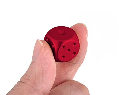 DS.DISTINCTIVE STYLE Aluminum Alloy Dice 5 Pieces 16mm Portable Metal Dices with Case 6 Sided Dice for Party Game - color: Red, style: Square