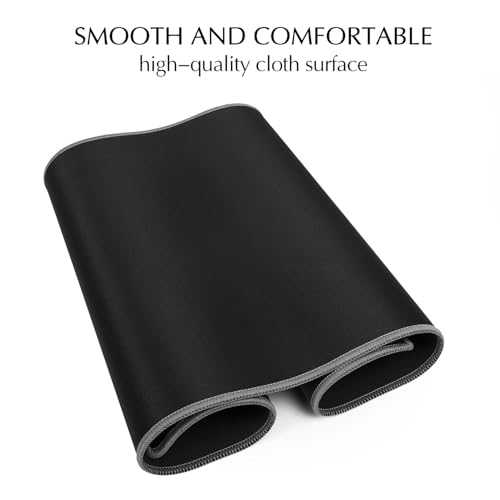 JIALONG Large Gaming Mouse Pad, Extended Mousepad with Grey Stitched Edges, XXL Desk Mat, Big Computer Keyboard Mat for Gaming and Office, 35.4 x 15.7 inches - color: Grey Stitched Edges