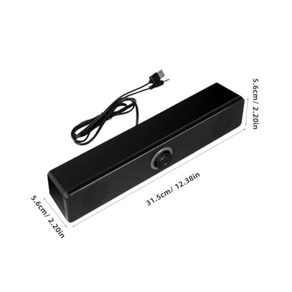 HOMSFOU Sound Bar System 2.0 Stereo Desktop Speaker for Tv Pc Mobile Devices Compact Home Soundbar with Clear Audio Easy Setup and Portable Design 12.40X2.20X2.20In