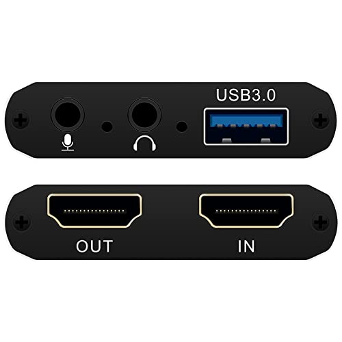4K Audio Video Capture Card, Recording Card with Microphone HDMI Loop-Out，HDMI to 1080P USB 3.0 for Gaming Streaming TV Recorder, Live Streaming Broadcasting