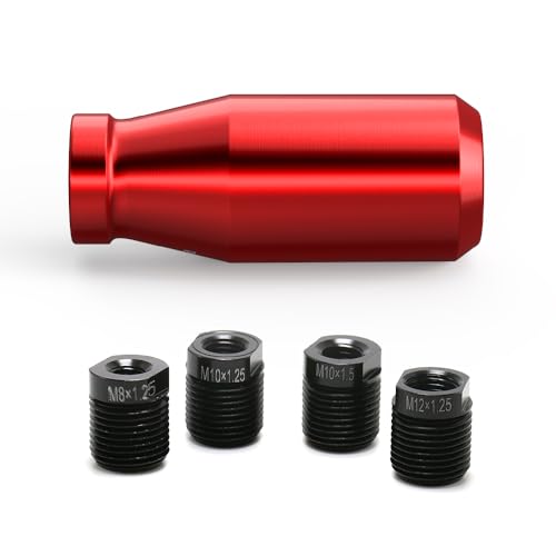 Red Weighted Manual Automatic Gear Shifter Shift Knobs Lever with 4 Metal Adapters Fit Compatible with Manual Cars Most Automatic Cars - color: AA-R-04-02