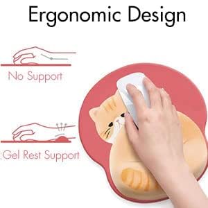 3-in-1 Cute Mouse Pad and Keyboard Wrist Rest Support, [ 20% Larger] Anime Kawaii Gel Wrist Rest with Non-Slip PU Base, Ergonomic Mouse Pad with Coaster,Pain Relief,Game Work Study Home Office-Cat - color: Cat-3in1