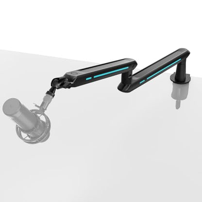 ARES WING Aluminum Low Profile Mic Arm with 4.4 lbs Load Capacity, Adjustable Microphone Boom Arm with 3/8” to 5/8” Screw Adapter, Desk Mount Mic Stand for Gaming Streaming Podcasting, Black - color: Black