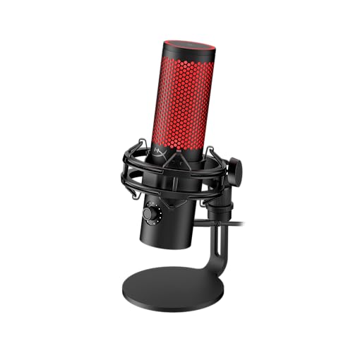 HyperX QuadCast 2 – USB Microphone for Gaming, Streaming and Podcasting, with On-Board Controls, LED Lighting, Removable Shock Mount, PC, Mac, PS5, PS4, USB-C - Black (Renewed)