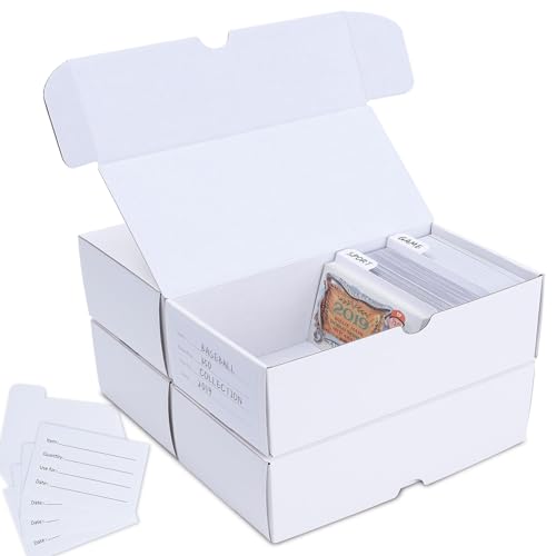 Trading-Card Storage Box, 4-Pack • 400 Count Corrugated Cardboard Storage Box with dividers & labels for TCG/Magic/Mtg Storage and Collection, 7 INCH Horizontal - size: 4 Piece 7in for Standard