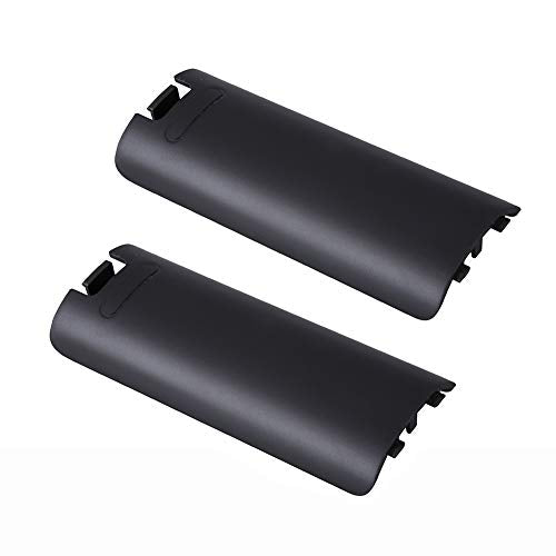 Trenro Wii Remote Controller Battery Cover, 2 Pack Back Cover Replacement for Nintendo Wii/Wii U Remote -Black - color: Black