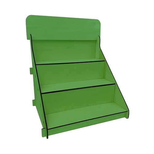Wooden Portable Retail Table Display Stand Countertop 3 Step Riser Craft Shows, Farmers Markets Tradeshows |No Hardware Assembly Flat Pack Soap Display CBD Jewelry Spices Cups Tumblers Coasters | Green - color: Green