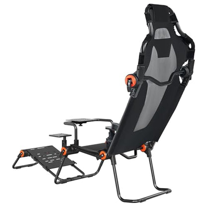 VEVOR Racing Wheel Stand Foldable Fit for Mainstream Brands, Carbon Steel Driving Simulator Cockpit Adjustable Pedal & Dual-Mode Seating,Fit Most Steering Wheels and Pedals