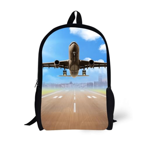 Plane Backpack 17 Inch Student Book Bag for Kids Boys Mens Aircraft Design - color: Plane Backpack 5