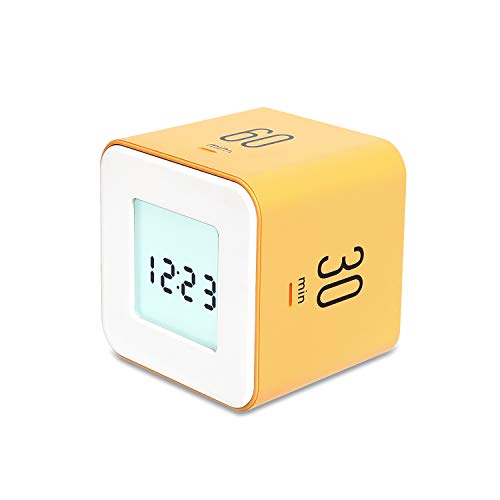 mooas Multi Cube Timer Clock (Yellow), Rotating Flip Gravity Sensor Time Management Digital LED Clock & Timer 3,10,30,60 min Setting ADHD Desk Office Productivity Kids Workout Kitchen - color: Yellow