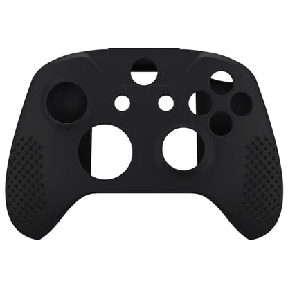 eXtremeRate PlayVital Soft Anti-Slip Silicone Controller Cover Skins Thumb Grips Caps Protective Case for Xbox One X/S Controller (Model 1708)- Black - color: Black