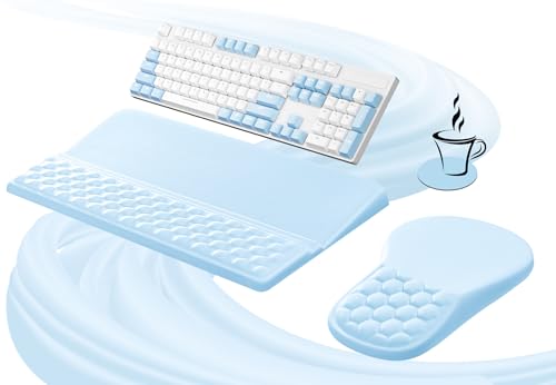 Ospelelf Keyboard Wrist Rest and Mouse Pad Set, Ergonomic Memory Foam Wrist Support, Aesthetic Desk Accessories for Office, Home & Gaming, Relief for Carpal Tunnel & Wrist Pain,Blue - color: Blue