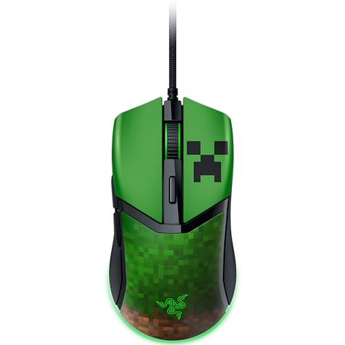 Razer Cobra Wired Gaming Mouse, 58g Lightweight, Minecraft Edition | Gen-3 Optical Switches, Chroma RGB Lighting Underglow, 8500 DPI Optical Sensor, 100% PTFE Mouse Feet, Speedflex Cable - color: Minecraft Edition