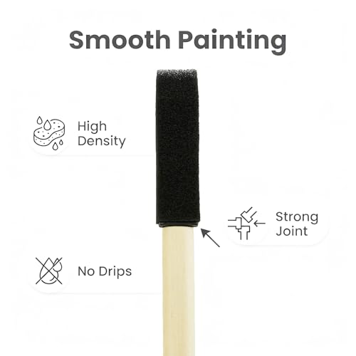 50pcs 1/2" Foam Brush with High Density Foam, mini Foam Brush for Small Project - size: 1/2 inch 50pcs