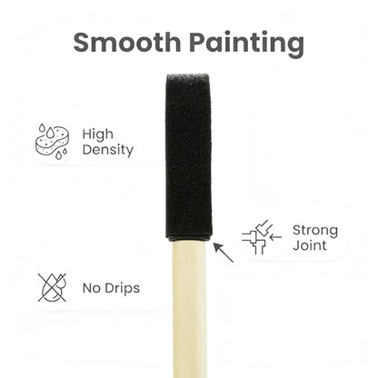 50pcs 1/2" Foam Brush with High Density Foam, mini Foam Brush for Small Project - size: 1/2 inch 50pcs