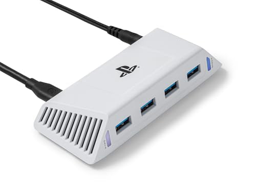 PowerA 4-Port USB 5Gbps Hub for PlayStation®5, USB 3.2, AC Powered, Weighted Base, Officially Licensed - style: USB Hub