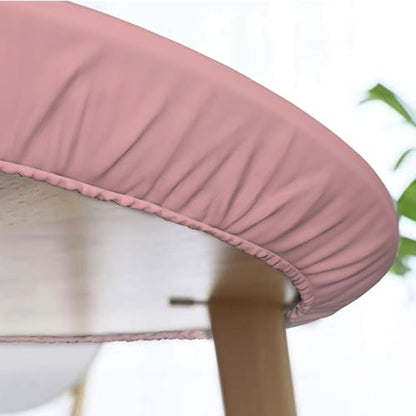 Famame Cute Pink Pig Fitted Round Tablecloth Waterproof Table Cloth with Elastic Edge Wipe Clean Table Covers for Indoor Outdoor Fits 45"-50", Medium - color: Pink Pig