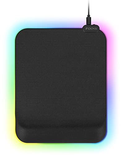 C45E RGB Mousepad with Wrist Rest – Anti-Slip Rubber Base, Soft Foam Support & Customizable RGB Lighting Effects for Comfort and Precision, Suitable for Gaming or Working