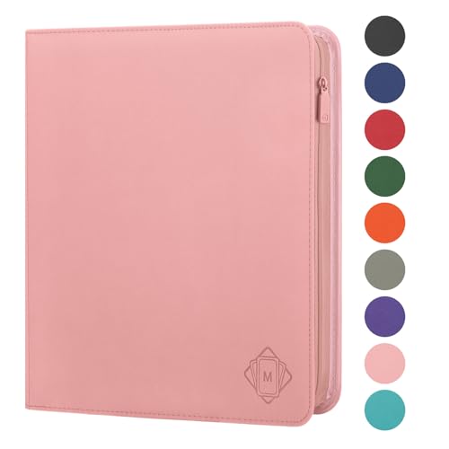 Premium Card Binder 12 Pocket for 720 Pockets Trading Card Binder, PU Zipper Card Collection Album, Sturdy Side-Loading Card Book Holder for MTG, TCG, Game Cards, Sports Cards - color: 12 Pink