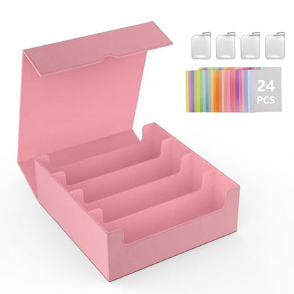MoKo Trading Card Storage Box, 3000+ MTG Deck Box - color: Pink, size: 4 Slots without side display