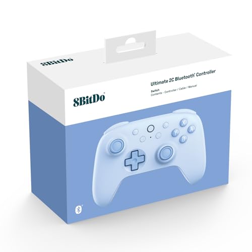 8BitDo Ultimate 2C Bluetooth Controller for Switch/Switch 2, Wireless Controller with 6-Axis Motion Control, Rumble Vibration, Refined D-Pad and Bumpers, and Hall Effect Joysticks (Blue) - color: Blue, style: Ultimate 2C