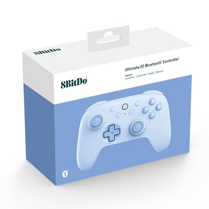 8BitDo Ultimate 2C Bluetooth Controller for Switch/Switch 2, Wireless Controller with 6-Axis Motion Control, Rumble Vibration, Refined D-Pad and Bumpers, and Hall Effect Joysticks (Blue) - color: Blue, style: Ultimate 2C