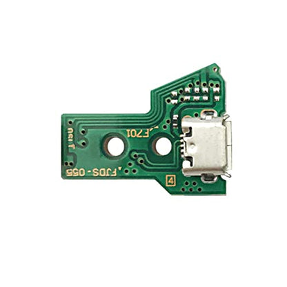FainWan 2pcs J-D-S-055 Replacement Charging Port Assembly 12 Pin for PS4 DualShock 4, Micro USB Adaptor Charger Socket Board Connector Module for PlayStation DS4 Controller, Flex Cable