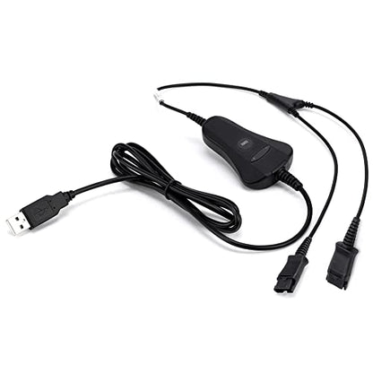VT PLT-QD USB Training Cable Y Splitter-Adapter - Quick Disconnect Cord with Mute&Volume Control for 4-Pin Plantronic-QD Headsets&Computer