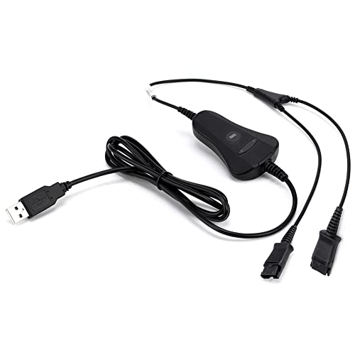 VT PLT-QD USB Training Cable Y Splitter-Adapter - Quick Disconnect Cord with Mute&Volume Control for 4-Pin Plantronic-QD Headsets&Computer