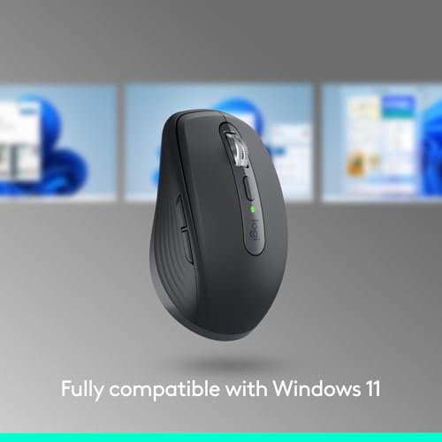 Logitech MX Anywhere 3S Compact Wireless Mouse, Fast Scrolling, 8K DPI Any-Surface Tracking, Quiet Clicks, Programmable Buttons, USB C, Bluetooth, Windows PC, Linux, Chrome, Mac - Graphite - color: Graphite, style: USB-C Charge