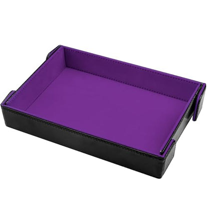 SIQUK Magnetic Folding Dice Tray Rectangle Dice Rolling Tray PU Leather Dice Trays Foldable Dice Holder Dice Rolling Mat Storage Box for D&D RPG Dice Games, Violet - color: Violet